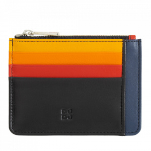 DUDU Bustina porta carte di credito in vera pelle colorata portafogli con zip