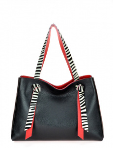 BORSA DONNA SHOPPING IN PELLE BICOLORE CON MANICI CAVALLINO ZEBRA MONTINI GERMANIA MADE IN ITALY