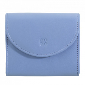 DUDU Mini Portafoglio Donna Slim in Vera Pelle con Portamonete Zip, Chiusura a Bottone, Portafogli Colorato Compatto
