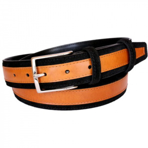 CINTURA UOMO 3,5 CM BICOLORE IN PELLE E CAMOSCIO ORIONE BELTS ARTIGIANALE MADE IN ITALY