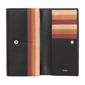 DUDU Portafoglio Donna Pelle RFID Design Colorato Lungo con Portamonete Zip 18 Porta Carte e Chiusura a Bottone