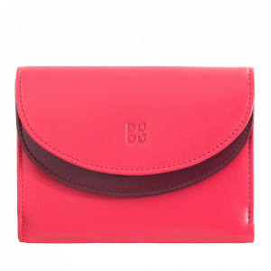 DUDU Portafoglio Donna Vera Pelle RFID con Portamonete, Portafogli Colorato a Doppia Patta Porta Carte di Credito Porta Banconote