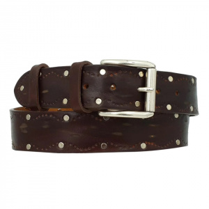 CINTURA UOMO 4 CM IN CUOIO ABRASIVATO CON BORCHIE ORIONE BELTS ARTIGIANALE MADE IN ITALY