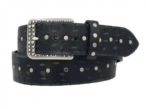 CINTURA UOMO 4 CM IN CUOIO ABRASIVATO CON BORCHIE ORIONE BELTS ARTIGIANALE MADE IN ITALY
