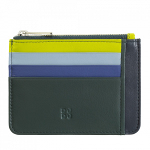 DUDU Bustina porta carte di credito in vera pelle colorata portafogli con zip