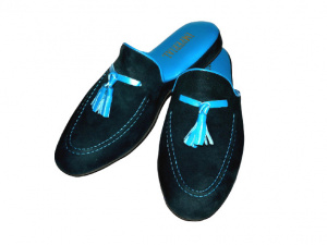 ESCLUSIVE PANTOFOLE UOMO BICOLORE IN CAMOSCIO E PELLE IMPERIAL MADE IN ITALY