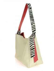 BORSA DONNA SACCA IN PELLE BICOLORE CON TRACOLLA CAVALLINO ZEBRA MONTINI GIACINTA MADE IN ITALY