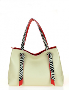 BORSA DONNA SHOPPING IN PELLE BICOLORE CON MANICI CAVALLINO ZEBRA MONTINI GERMANIA MADE IN ITALY