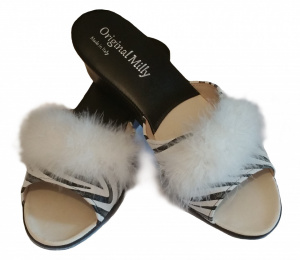 CIABATTA DONNA MILLY IN CAMOSCIO STAMPA ZEBRATO ARTIGIANALE MADE IN ITALY