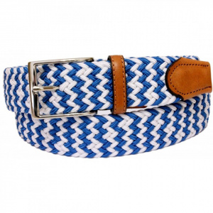 CINTURA UOMO 3,5 CM BICOLORE ELASTICA INTRECCIATA IN TESSUTO ORIONE BELTS ARTIGIANALE MADE IN ITALY