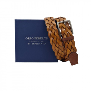 CINTURA UOMO 3,5 CM INTRECCIATA IN CUOIO ORIONE BELTS ARTIGIANALE MADE IN ITALY