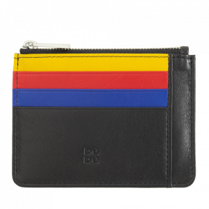 DUDU Bustina porta carte di credito in vera pelle colorata portafogli con zip