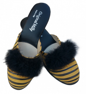 PANTOFOLA DONNA MILLY IN CAMOSCIO STAMPA ZEBRATO ARTIGIANALE MADE IN ITALY