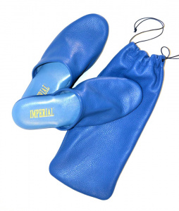 PRESTIGIOSE PANTOFOLE UOMO LUSSO IN PELLE DA VIAGGIO CON CUSTODIA IMPERIAL MADE IN ITALY