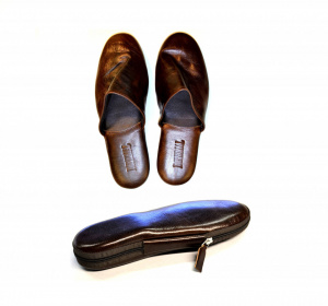 PRESTIGIOSE PANTOFOLE UOMO LUSSO IN PELLE DA VIAGGIO CON CUSTODIA IMPERIAL MADE IN ITALY