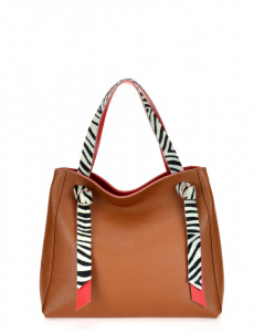BORSA DONNA IN PELLE BICOLORE CON MANICI CAVALLINO ZEBRA MONTINI GEMMA MADE IN ITALY