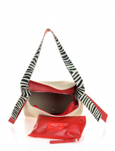 BORSA DONNA SACCA IN PELLE BICOLORE CON TRACOLLA CAVALLINO ZEBRA MONTINI GIACINTA MADE IN ITALY