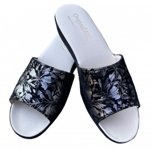 CIABATTA DONNA MILLY IN CAMOSCIO STAMPA FIORI ARTIGIANALE MADE IN ITALY