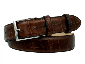 CINTURA UOMO 3,5 CM IN PELLE STAMPA CODA COCCODRILLO ORIONE BELTS ARTIGIANALE MADE IN ITALY