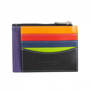 DUDU Bustina porta carte di credito in vera pelle colorata portafogli con zip
