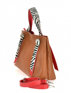 BORSA DONNA IN PELLE BICOLORE CON MANICI CAVALLINO ZEBRA MONTINI GEMMA MADE IN ITALY