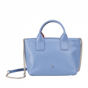 DUDU Borsa Donna Piccola a Tracolla in Vera Pelle, Borsa Mini Bag da Sera Elegante, 22 x 13 cm, Doppi Manici, Tracolla a Catena, Chiusura Zip