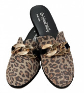 PANTOFOLA DONNA MILLY IN CAMOSCIO STAMPA LEOPARDO ARTIGIANALE MADE IN ITALY