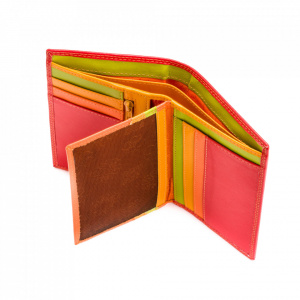 Portafoglio da uomo a libro in pelle multicolore con lampo DUDU