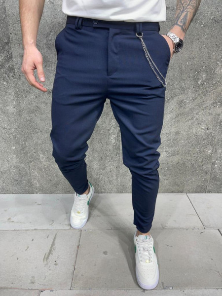 Pantaloni slimfit casual navy blue