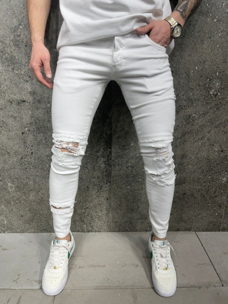 Blugi albi slimfit B7378