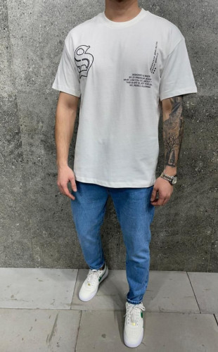 Tricou oversize smooth off white aj-6243