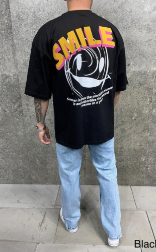 Tricou oversize smile black aj-6262
