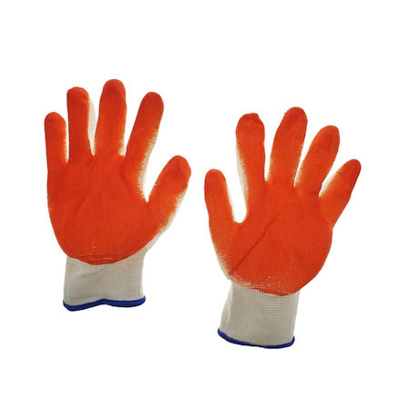 Manusi de protectie universale,material textil si PVC,albe cu portocaliu,M