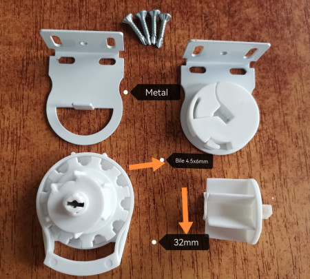 Sistem de prindere - Kit Rulou Textil pentru tub 32mm (nu este inclus lantisor cu bile 4.5x6mm)