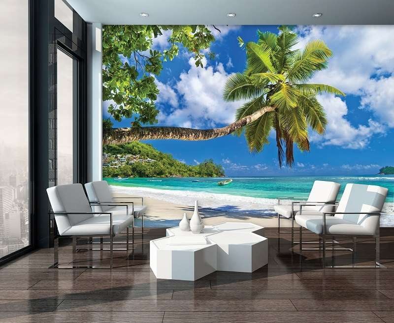 Palmiers inclinés et hamac sur une plage paradisiaque - 10332