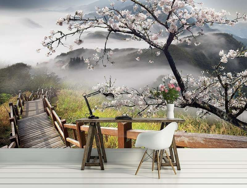 Papier peint - Arbre fleuri au début du printemps - 12022