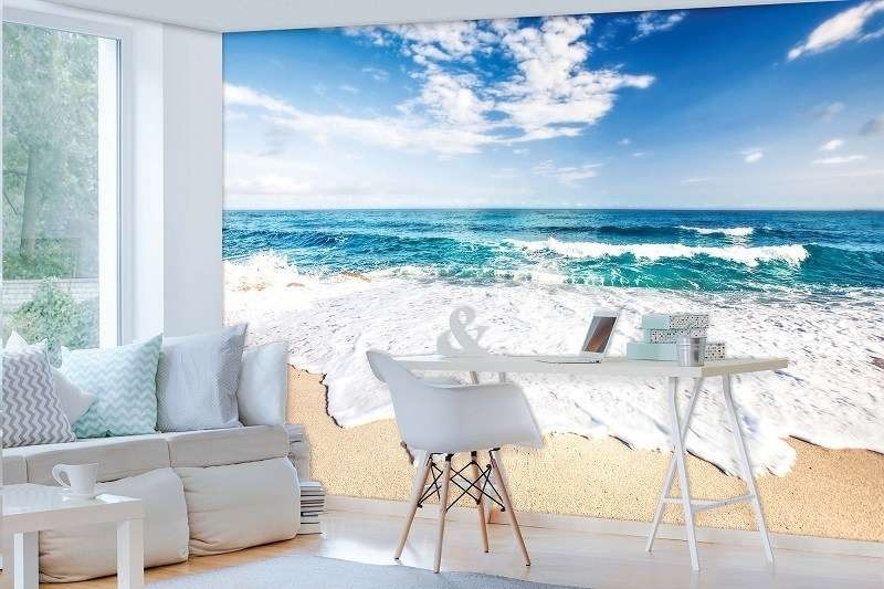 Papier peint pour salon de vagues scintillantes sur une plage - 10218