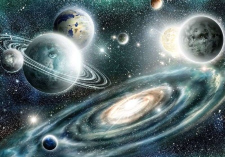 Papier peint - Planètes et galaxie de la Voie lactée - 11896