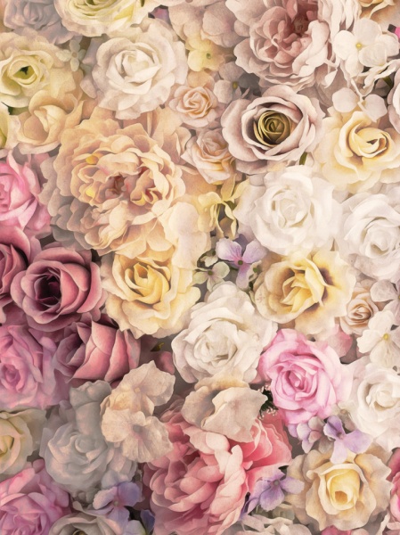 Poster floral tendre avec accents roses - 13798A