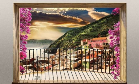 Papier peint - Terrasse avec vue sur la mer en été - 11464