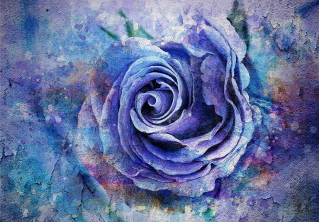 Papier peint art avec des roses bleues - 13485