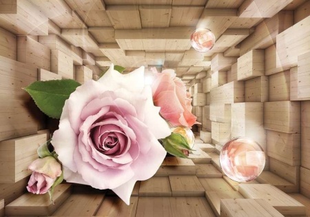 Décoration murale avec effet 3D rose rose - 3357