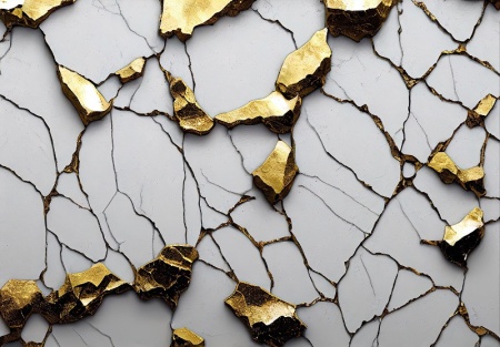 Papier peint Structure Marbre Blanc Or Glamour - 14575
