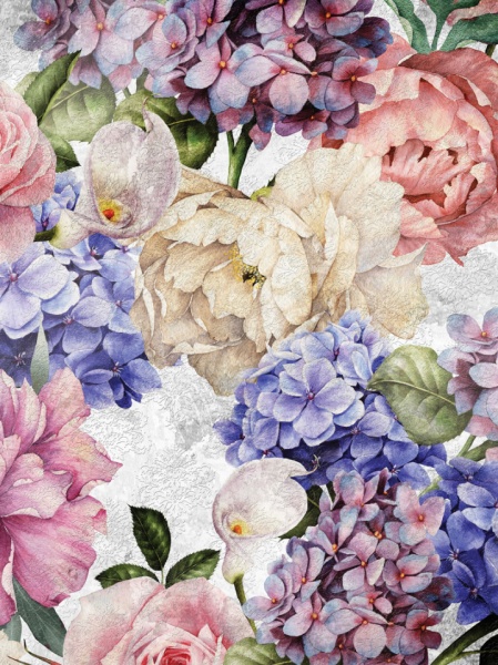 Poster floral tendre avec accents roses - 13513A