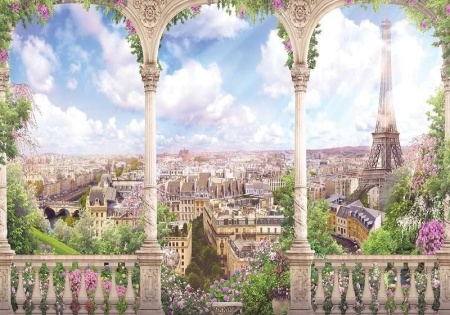 Papier peint de terrasse de Paris au printemps - 11417
