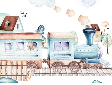 Papier peint pour chambre d'enfants - Train - 13526