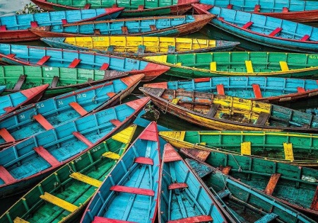 Papier peint coloré - - Flotte de bateaux de pêche- 12636