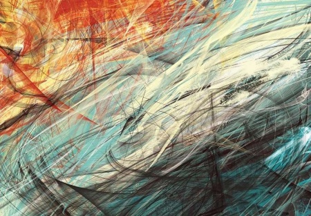 Papier peint - Courbes et couleurs abstraites - 10004
