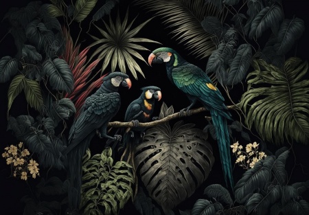 Papier Peint Perroquets dans la jungle - 14668