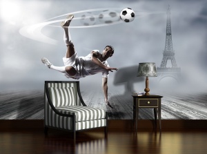 Papier peint - Football et la tour Eiffel en arrière-plan - 2255